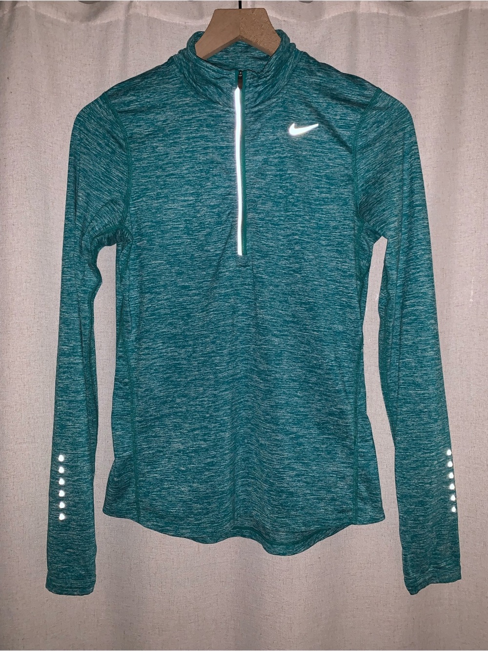 Nike Women's Running DRI-FIT Teal Heather Quarter-Zip Reflective Top XS